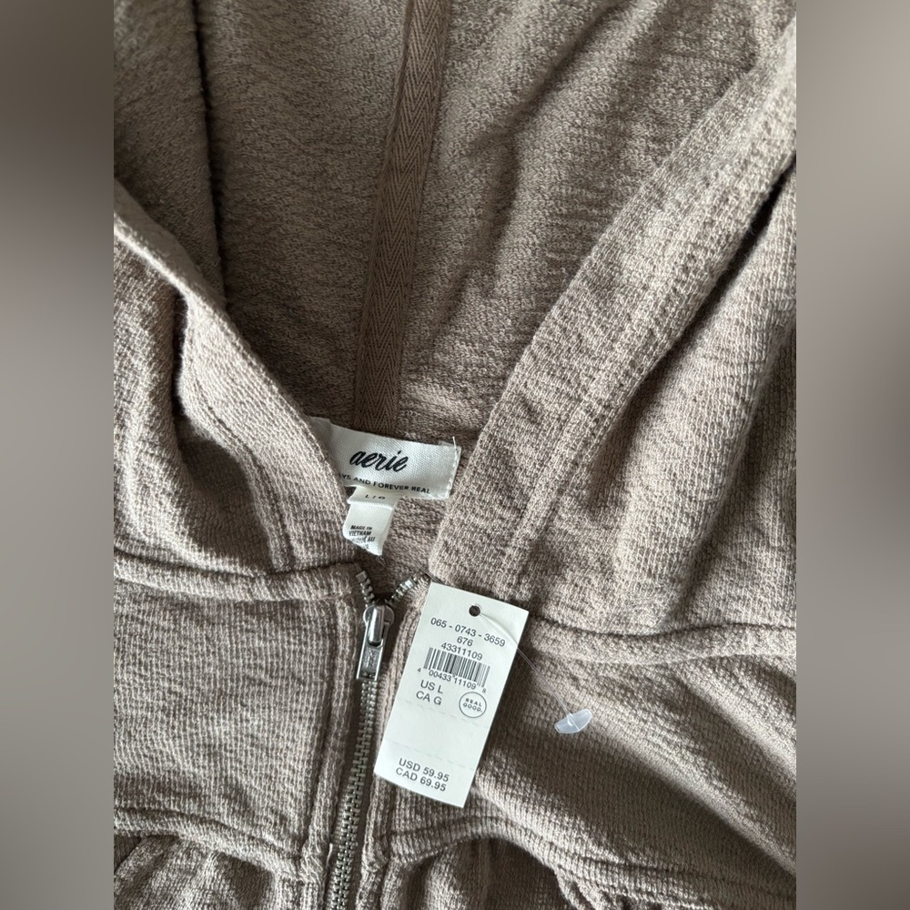 NWT Aerie Women's Brown Zip-Up Hoodie
